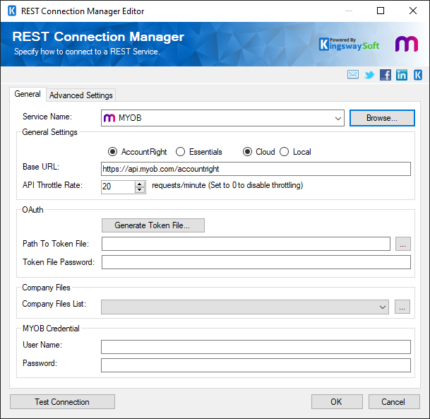 SSIS REST MYOB Connection Manager